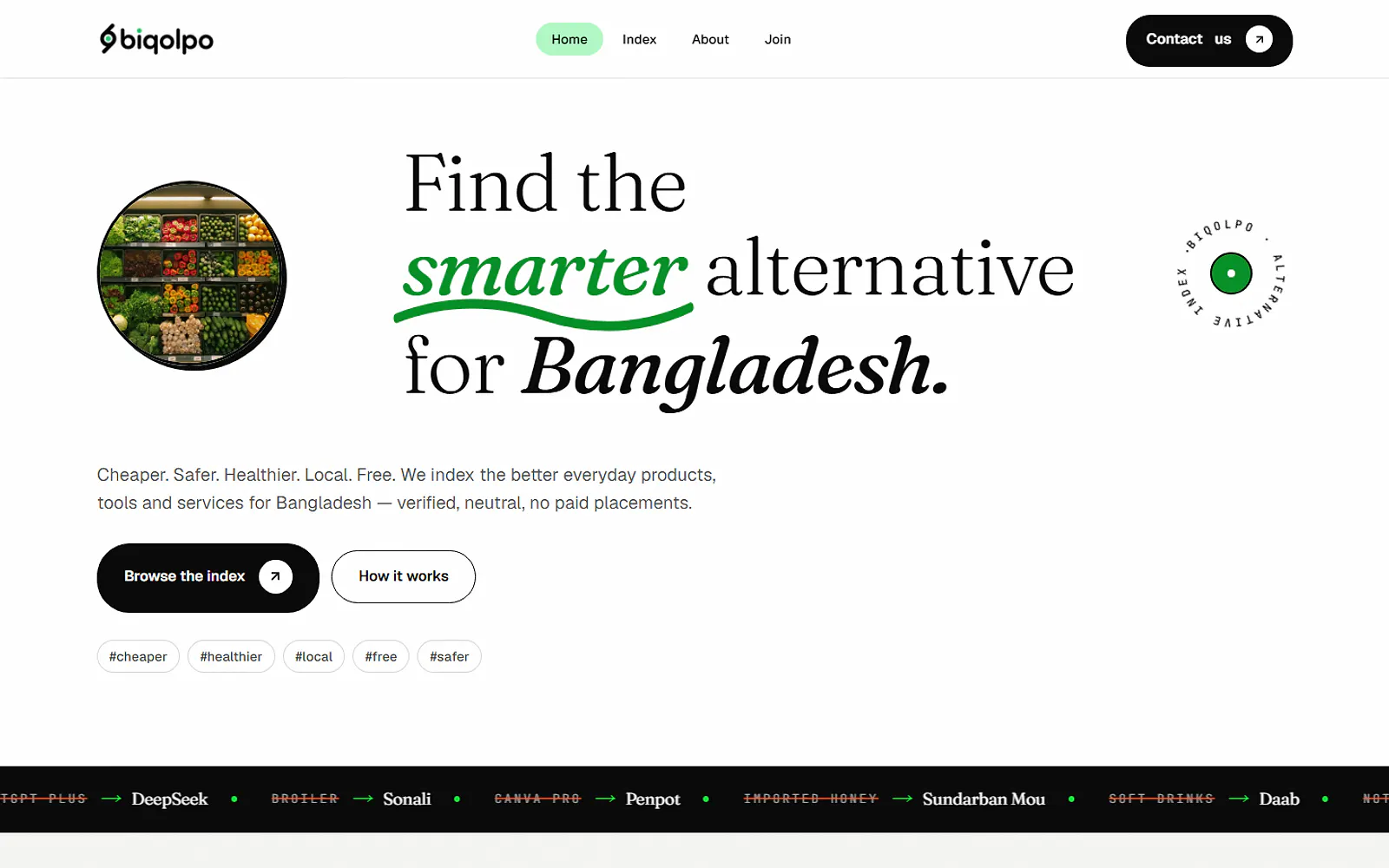 Biqolpo — The Alternative Index project preview